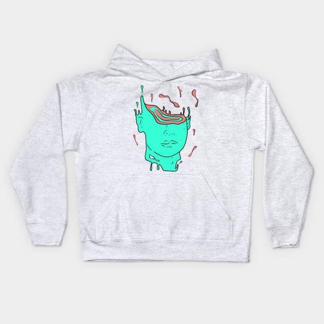 psychedelic abstract portrait (CYAN) Kids Hoodie by chortlzdesigns